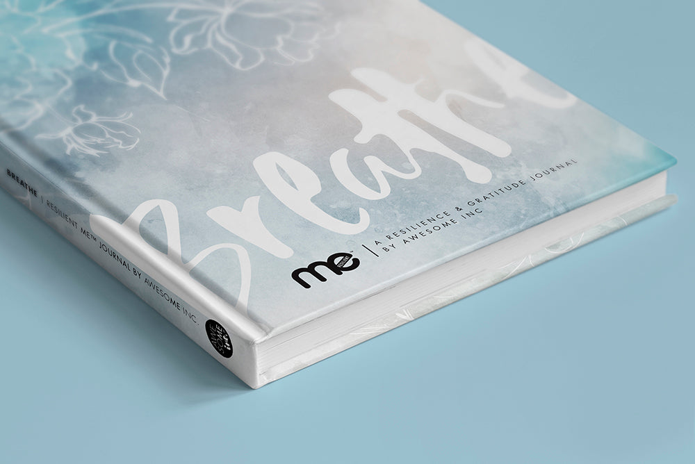 Resilient ME "Breathe" gratitude journal lying on its side