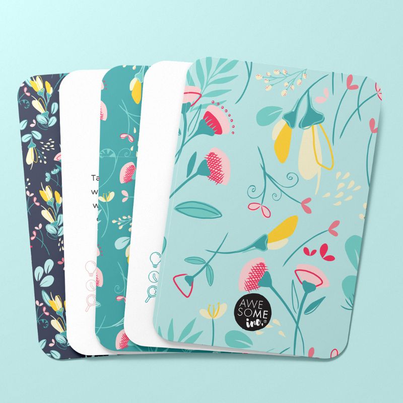 Thrive card backs with floral illustration