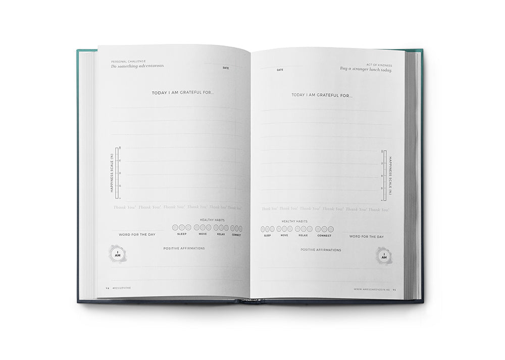 Inside pages of the Resilient ME gratitude journal