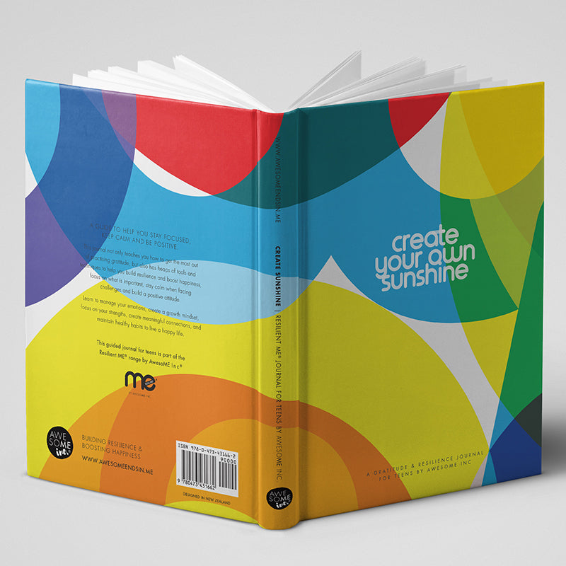 Resilient ME "Create Your Own Sunshine" teen journal, back view