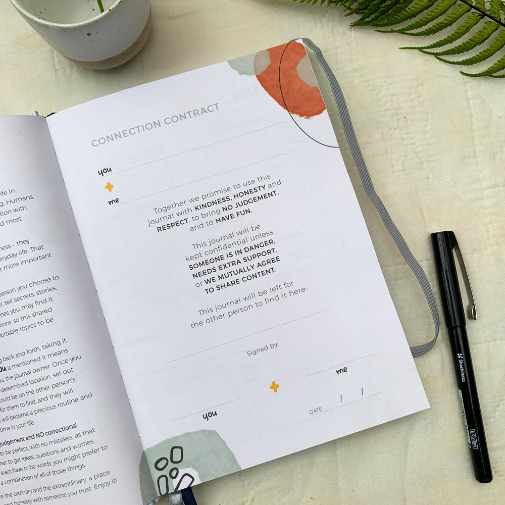 Inside pages of the You + ME Connection Journal
