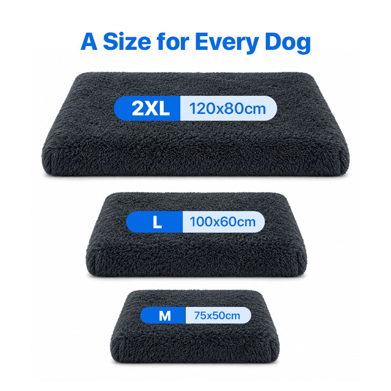 Size guide for the Brooklyn Ultra memory foam dog bed: M, L and 2XL (120 x 80cm)