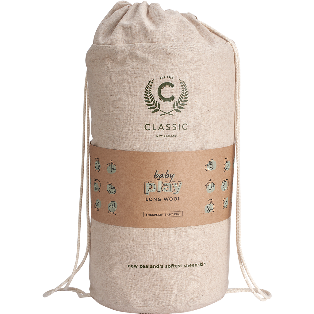 Classic Sheepskins drawstring bag for the Play Sheepskin Baby Rug