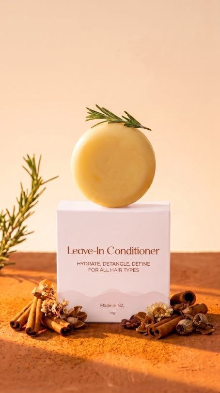 NaturalCare Leave-In Conditioner Bar on its box with rosemary