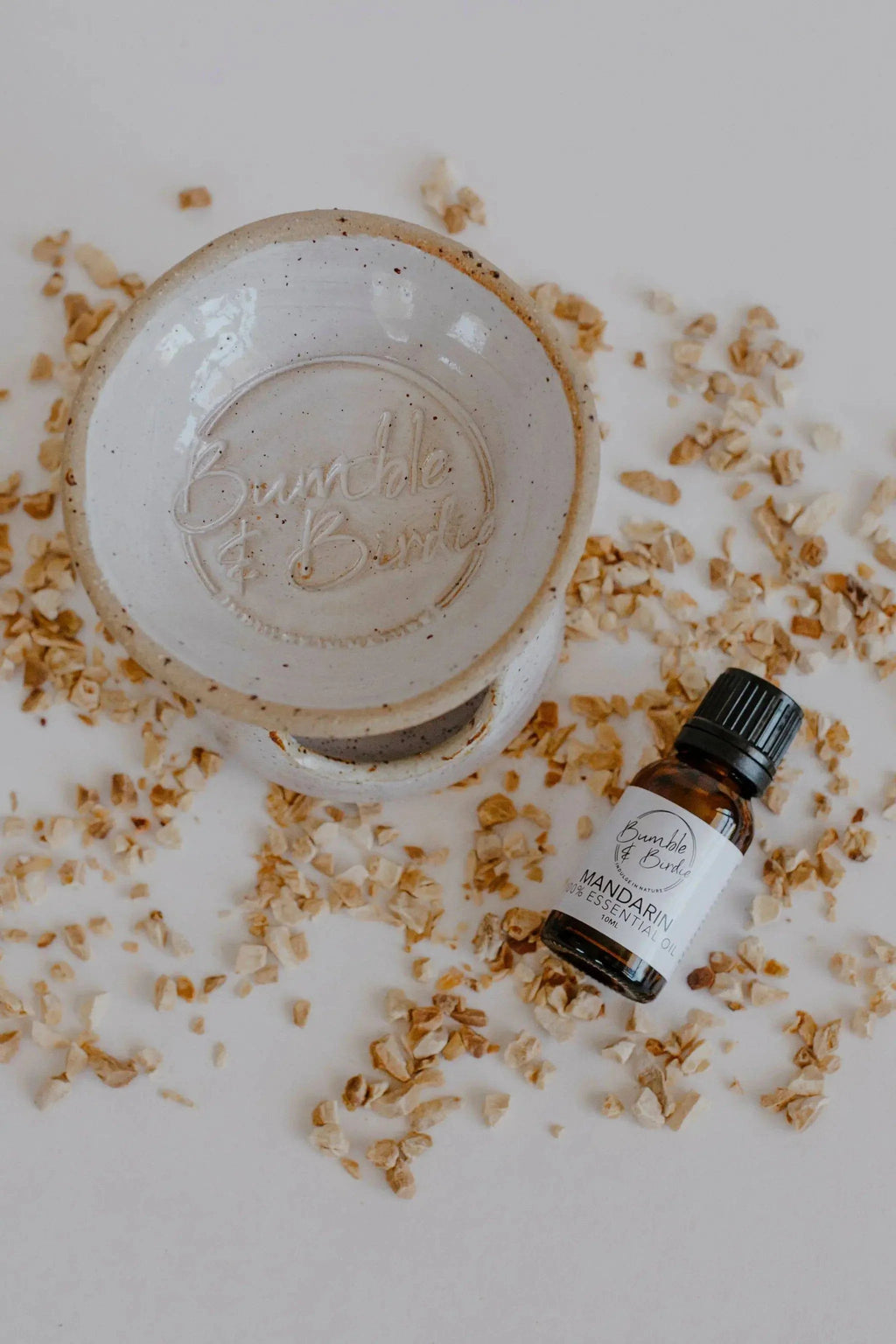 Infusion set clay oil diffuser and Bumble & Birdie essential oil bottle