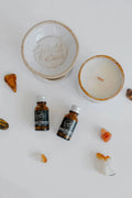 Elevate Your Frequency set: clay oil diffuser, clay bowl candle and two essential oil blends