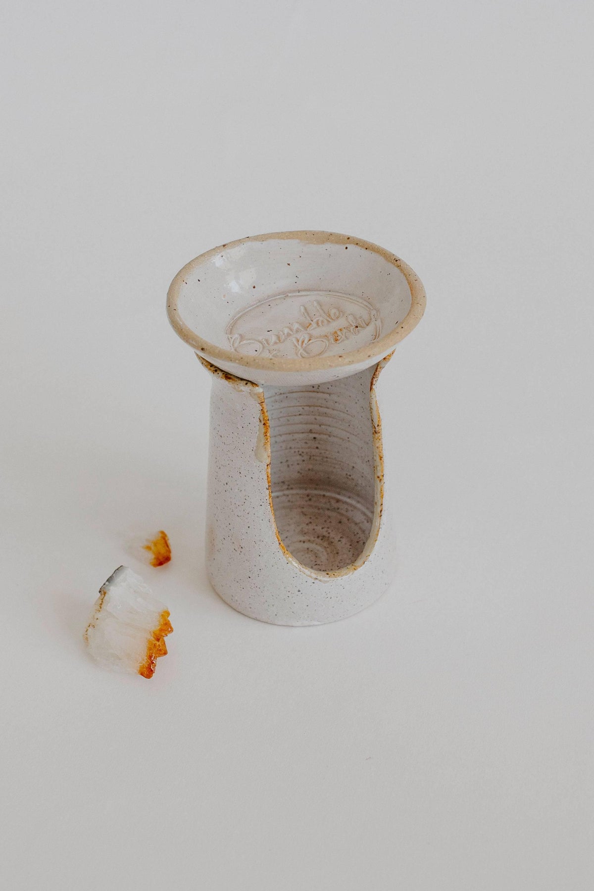 Alchemy speckled clay oil diffuser with a tealight opening