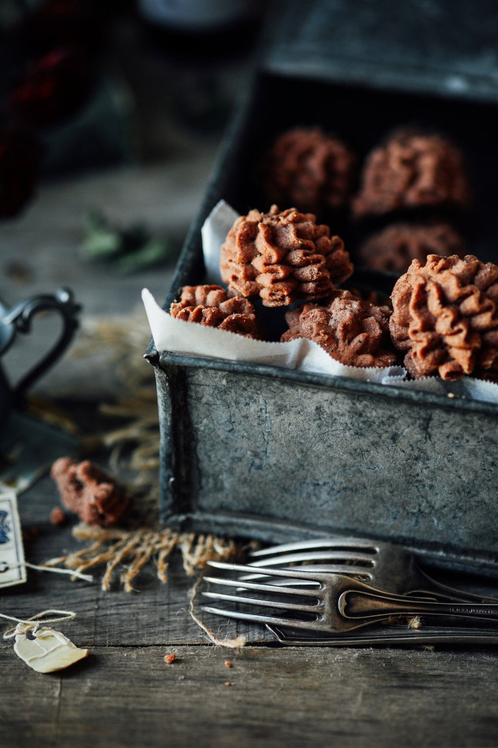 Lowrey Chocolate butter cookies in a baking tin
