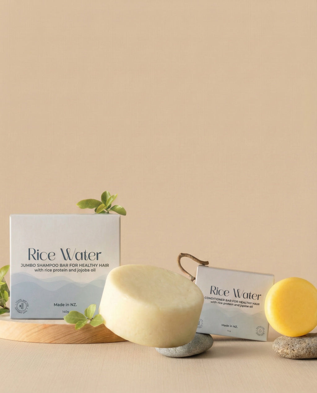 NaturalCare Rice Water shampoo and conditioner bars with box