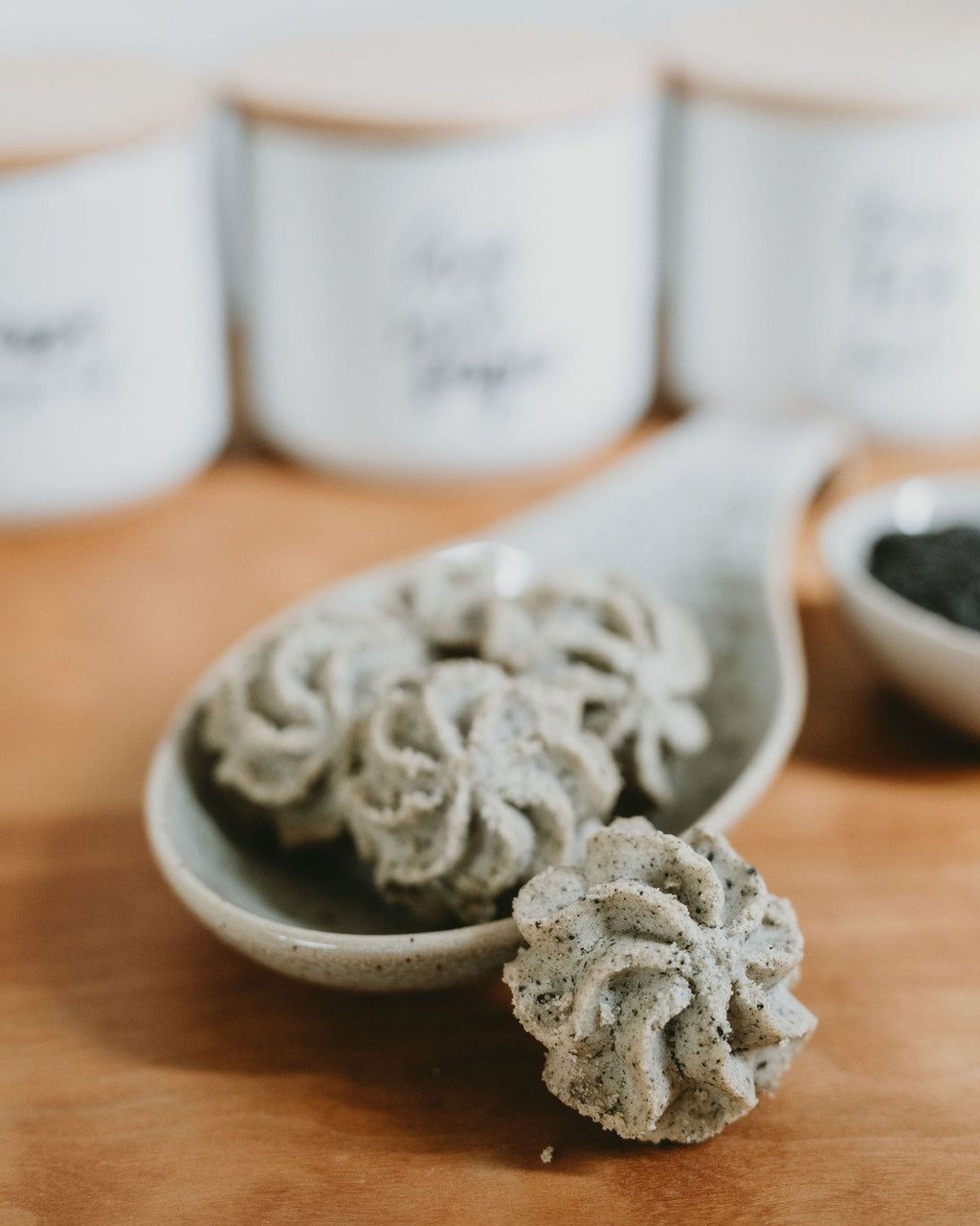Lowrey Black Sesame butter cookies in a dish